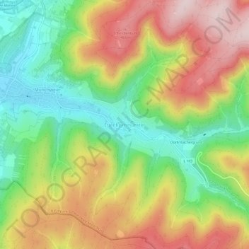 Carte topographique Ettenheimmünster, altitude, relief