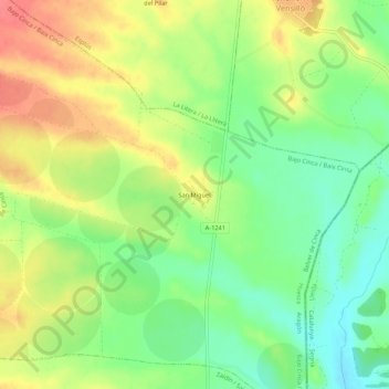 Carte topographique San Miguel, altitude, relief