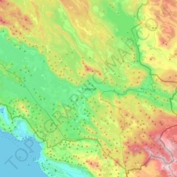 Carte topographique Trebinje, altitude, relief