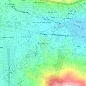 Carte topographique Buenos Aires, altitude, relief