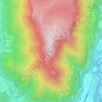 Carte topographique Monte Cimone, altitude, relief