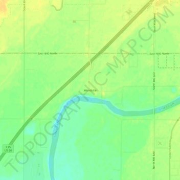 Carte topographique Woodville, altitude, relief
