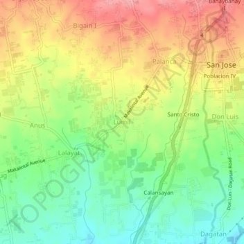 Carte topographique Lumil, altitude, relief