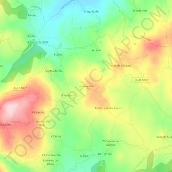 Carte topographique O Cotarelo, altitude, relief