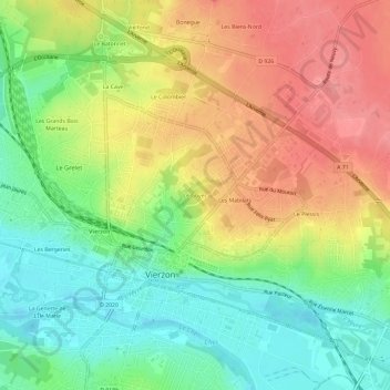 Carte topographique Le Goyer, altitude, relief