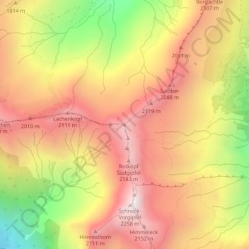 Carte topographique Laufbacher Eck, altitude, relief