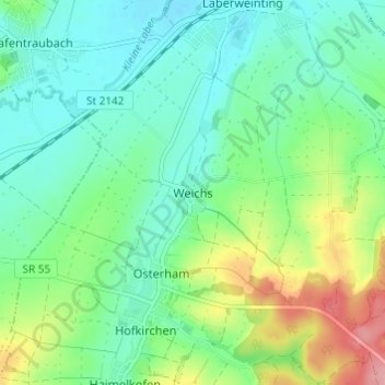 Carte topographique Weichs, altitude, relief