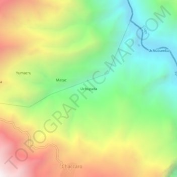 Carte topographique Uchupata, altitude, relief