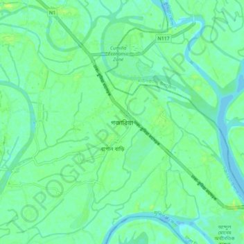 Carte topographique Gazaria, altitude, relief