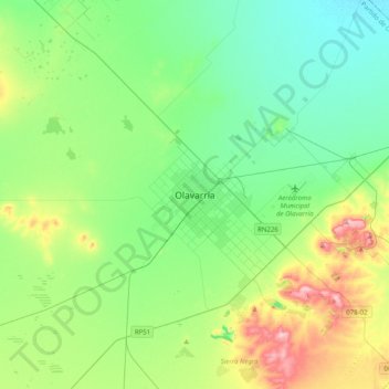 Carte topographique Olavarría, altitude, relief