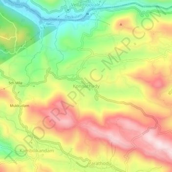 Carte topographique Konnathady, altitude, relief