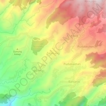 Carte topographique Tambang, altitude, relief
