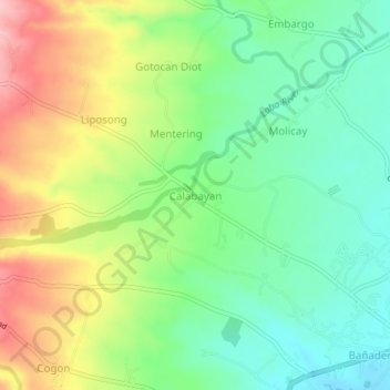 Carte topographique Calabayan, altitude, relief