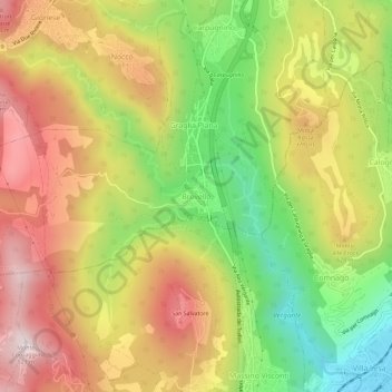 Carte topographique Brovello, altitude, relief