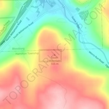Carte topographique South Mountain, altitude, relief