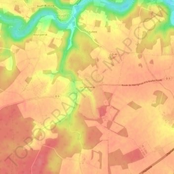 Carte topographique La Torchaise, altitude, relief