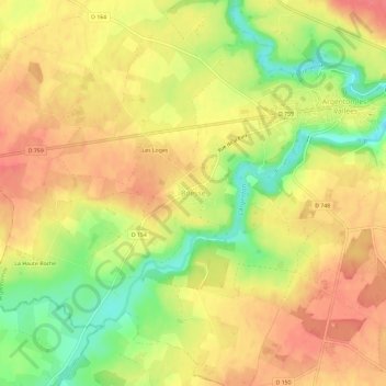 Carte topographique Boësse, altitude, relief