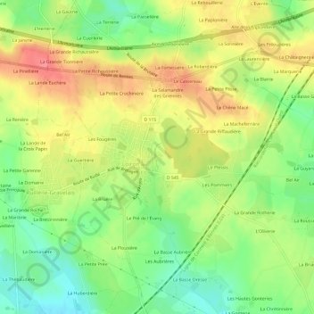 Carte topographique Les Rochettes, altitude, relief