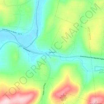 Carte topographique Bardwell, altitude, relief