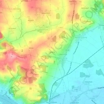 Carte topographique Waging, altitude, relief