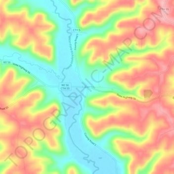 Carte topographique Liberty, altitude, relief