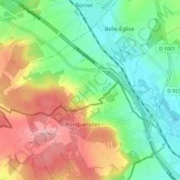 Carte topographique Gandicourt, altitude, relief