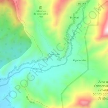 Carte topographique Caracucho, altitude, relief