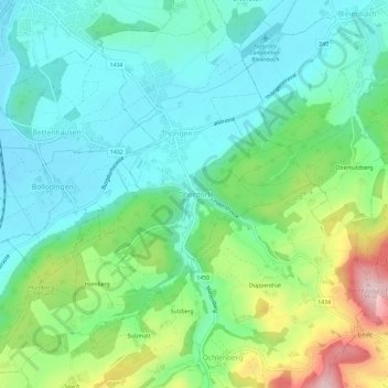 Carte topographique Oberdorf, altitude, relief