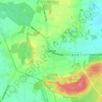 Carte topographique Ueffeln, altitude, relief