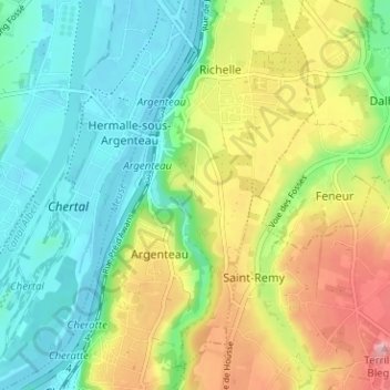Carte topographique Wixhou, altitude, relief