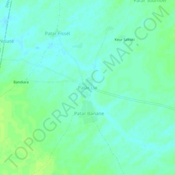 Carte topographique Patar Lia, altitude, relief