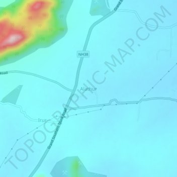 Carte topographique Alathur, altitude, relief