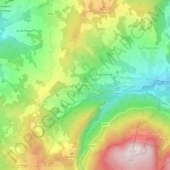 Carte topographique Mogne, altitude, relief