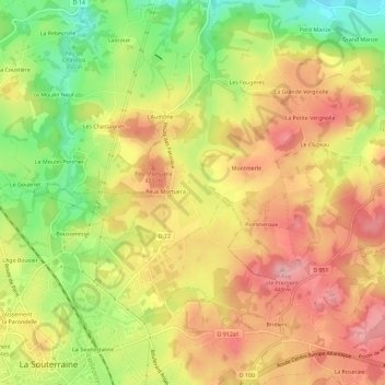Carte topographique Le Chaudron, altitude, relief