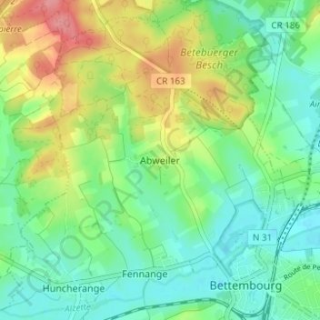 Carte topographique Abweiler, altitude, relief