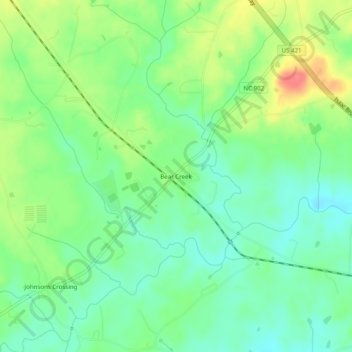 Carte topographique Bear Creek, altitude, relief