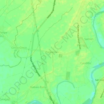 Carte topographique Pamaldan, altitude, relief