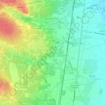 Carte topographique La Mogue, altitude, relief