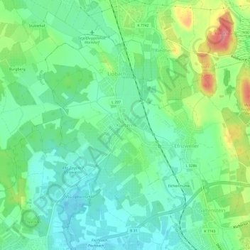 Carte topographique Kluftern, altitude, relief