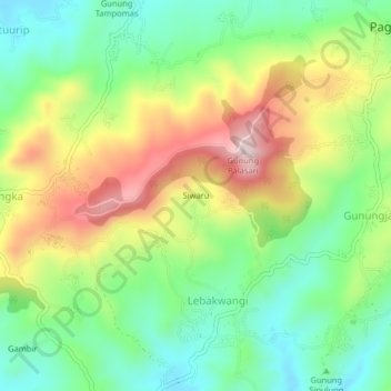 Carte topographique Siwaru, altitude, relief