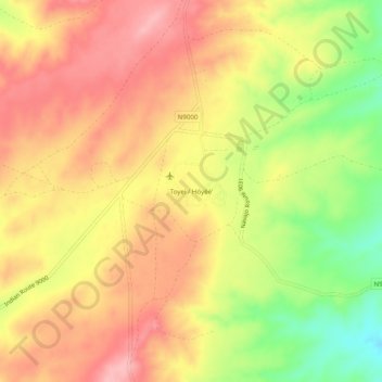 Carte topographique Toyei, altitude, relief