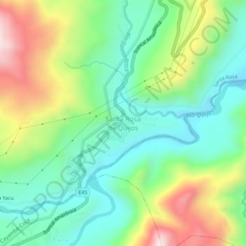 Carte topographique Santa Rosa de Quijos, altitude, relief