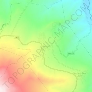 Carte topographique Azeba, altitude, relief