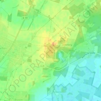 Carte topographique Osterberg, altitude, relief