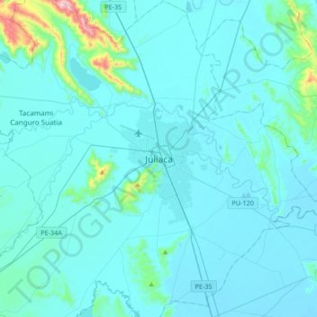 Carte topographique Juliaca, altitude, relief