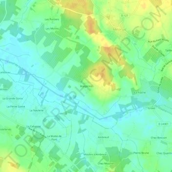 Carte topographique Malgerme, altitude, relief