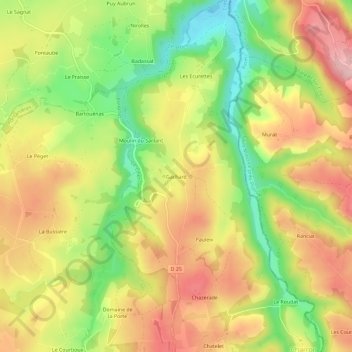 Carte topographique Gachard, altitude, relief