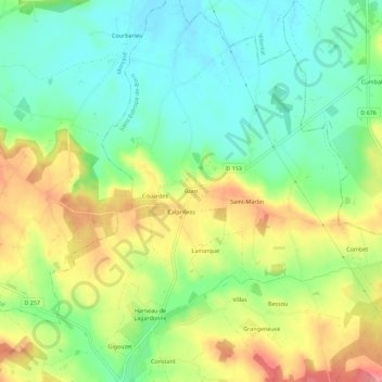 Carte topographique Born, altitude, relief