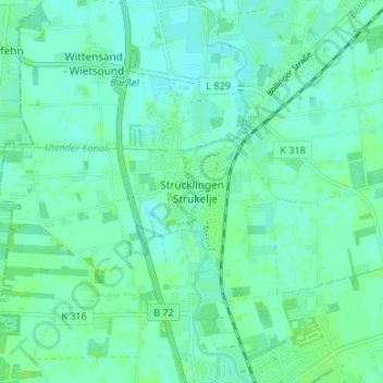 Carte topographique Strücklingen, altitude, relief