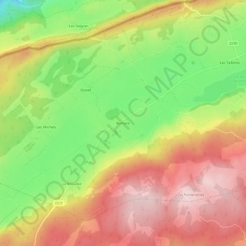 Carte topographique Bémont, altitude, relief